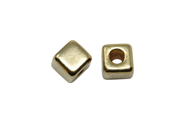 Gold Plated 4.25x4.25mm Cube Bead