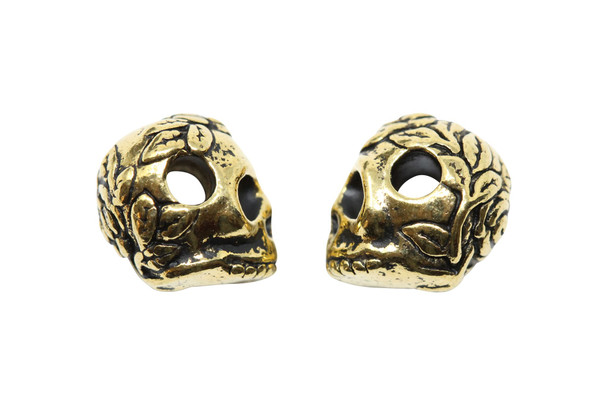 Gold Plated 10x10mm Large Hole Skull Bead