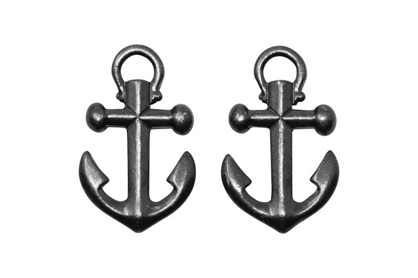 Black Plated 11.75x19.5mm Small Anchor Charm