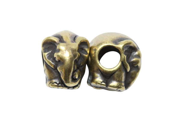 Elephant Euro Bead - Brass Plated