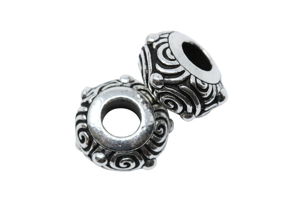 Spiral Euro Bead  - Silver Plated