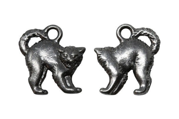 Scary Cat Charm - Black Plated