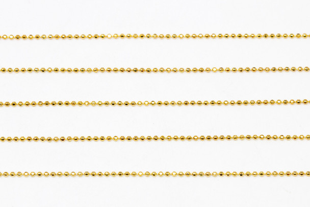 Gold 1mm Diamond Cut Ball Chain - Sold By 6 Inches