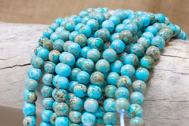 Aqua Terra Impression Jasper Polished 8mm Round - Large Hole