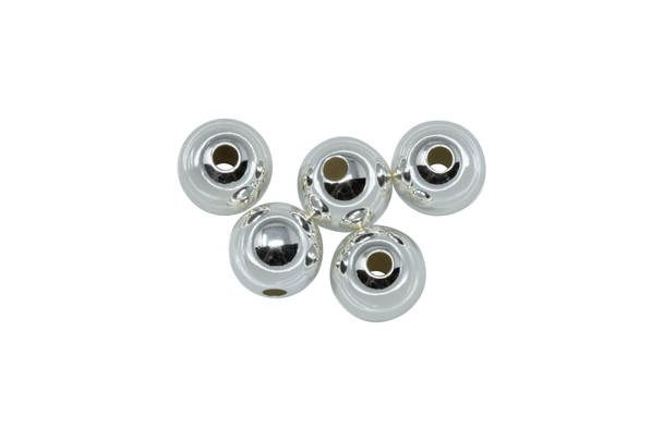 Sterling Silver 7mm Round Beads - 5 Pieces