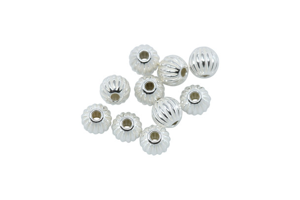 Sterling Silver 3mm Corrugated Bead - 10 Pieces