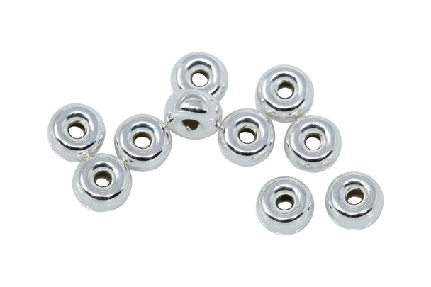 Sterling Silver 4mm Rondelle Beads - 10 Pieces