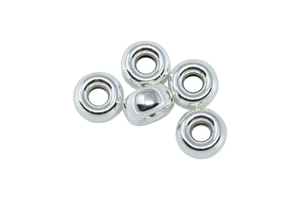 Sterling Silver 6mm Rondelle Beads - 5 Pieces