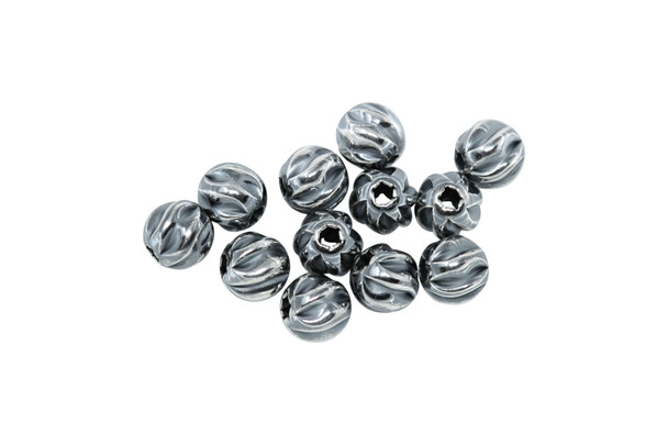 Sterling Silver 4mm Oxidized Twist Beads - 10 Pieces