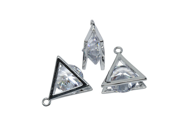 Silver 13mm CZ Triangle Micro Pave Charm