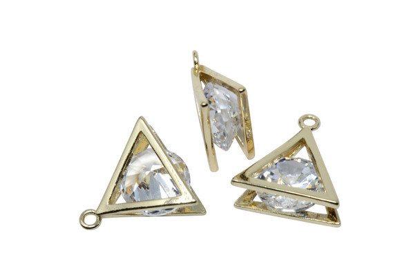 Gold 13mm CZ Triangle Micro Pave Charm