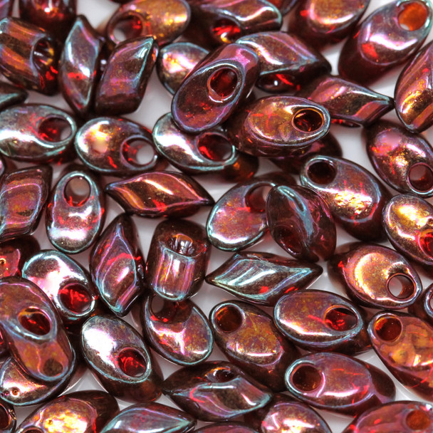 4x7mm Long Magatamas -- 315 Cranberry Gold Luster