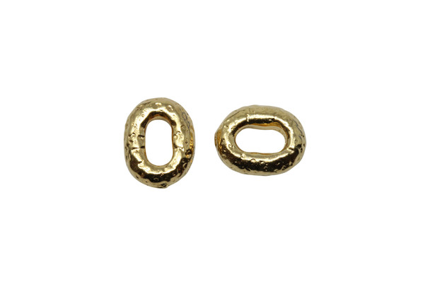 Distressed Oval Bead - Gold Plated