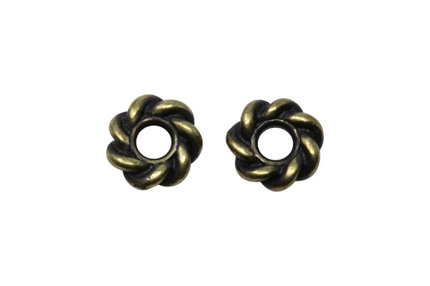 Brass Plated 8mm Large Hole Twist Bead