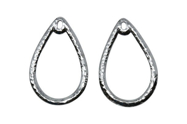 Stitch-around 20x30mm Teardrop Charm - White Bronze Plated