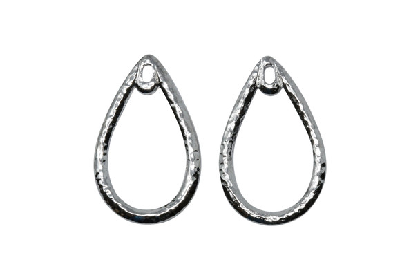 Stitch-around 17x24mm Teardrop Charm - White Bronze Plated