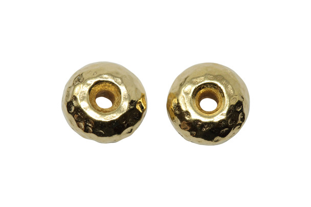 Hammertone 7mm Rondel Bead - Gold Plated