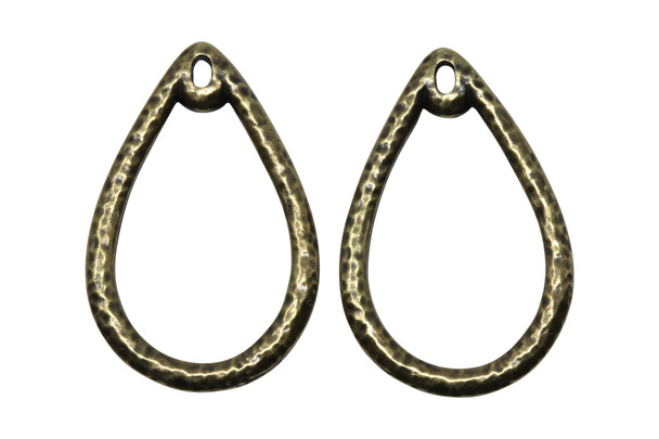 Stitch-around 20x30mm Teardrop Charm - Brass Plated