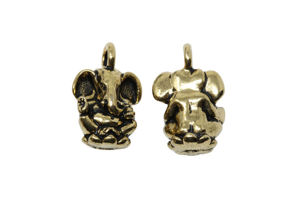 Gold Plated 11.5x18.2mm Ganesh Charm