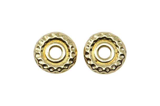 Gold Plated 10mm Hammertone Large Hole Bead