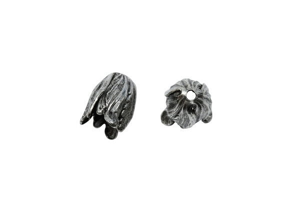 Antique Silver 10x12mm Tulip End Cap