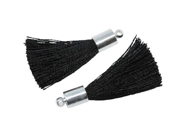 Black 27-30mm Tassel with Silver Cap