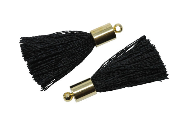 Black 27-30mm Tassel with Gold Cap