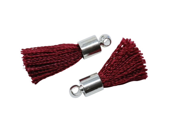 Dark Red 17-20mm Tassel with Silver Cap
