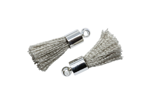 Grey 17-20mm Tassel with Silver Cap