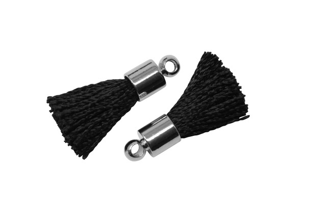 Black 17-20mm Tassel with Silver Cap