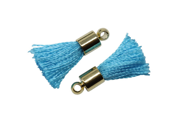 Turquoise 17-20mm Tassel with Gold Cap