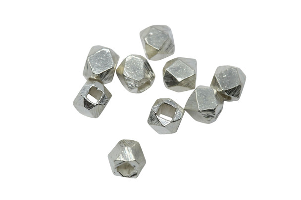 Hill Tribe Sterling Silver 4mm Faceted Cube Bead