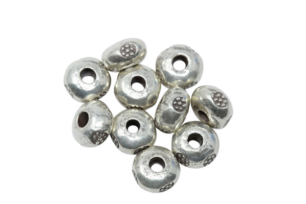 Sterling Silver 4x7mm Floral Bead