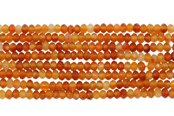 Natural Carnelian Polished 2.5x4mm Faceted Rondelle