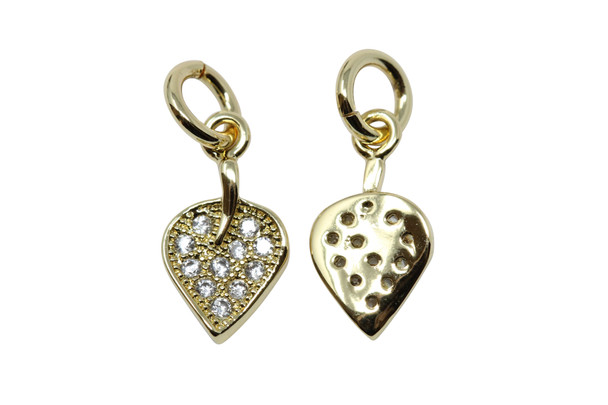 Gold Plated Micro Pave 6x10mm Mini Leaf Charm