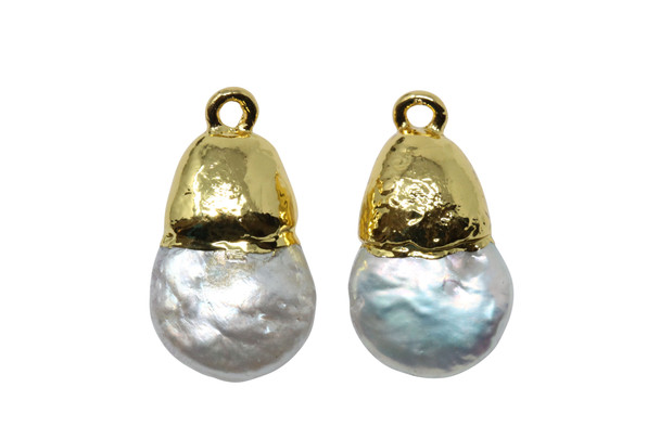 Freshwater Pearl 12x18mm Gold Plated Drop Charm