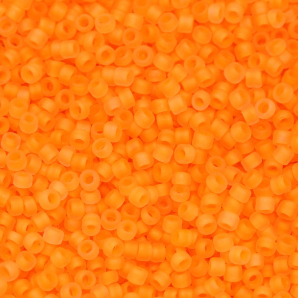 Size 15 Matsuno Seed Beads -- F205 Neon Crystal Matte / Light Orange Lined