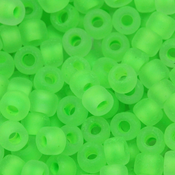 Size 6 Matsuno Seed Beads -- F206B Neon Crystal Matte / Lime Lined