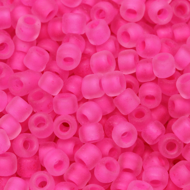 Size 8 Matsuno Seed Beads -- F207A Neon Crystal Matte / Bright Pink Lined