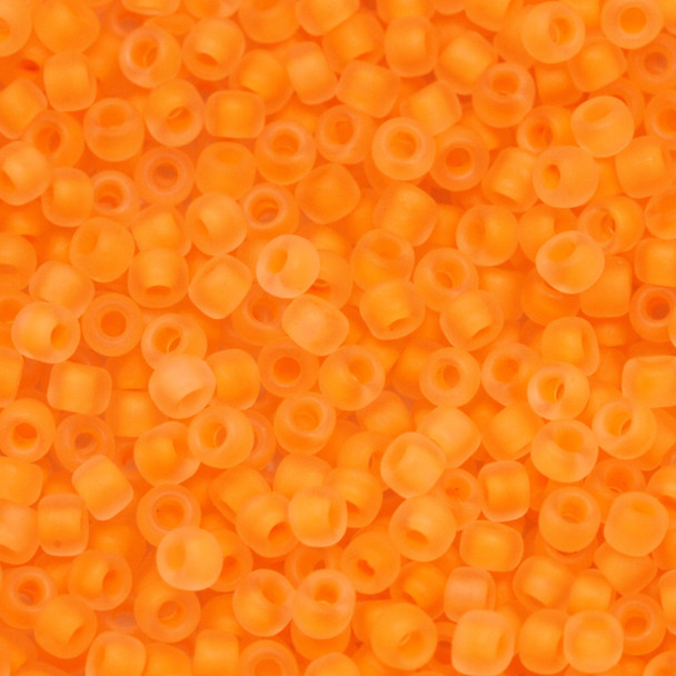 Size 11 Matsuno Seed Beads -- F205 Neon Crystal Matte / Light Orange Lined