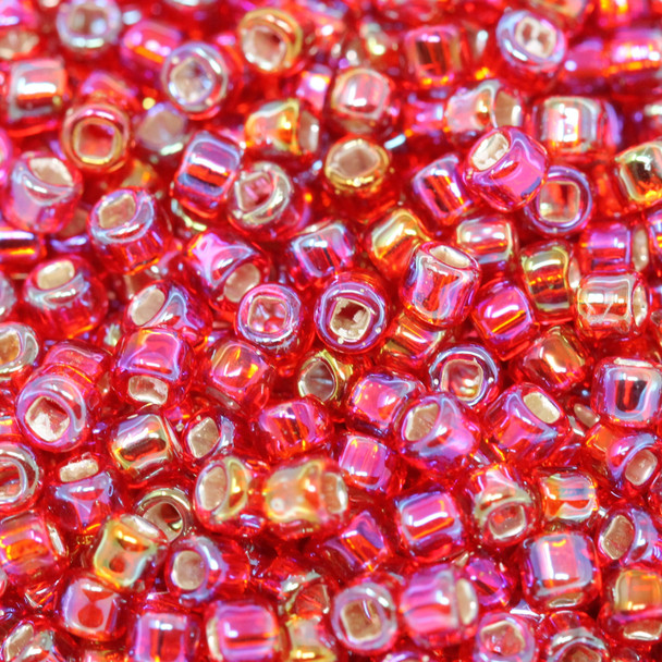 Size 8 Matsuno Seed Beads -- 638 Ruby AB / Silver Lined