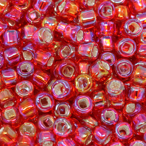 Size 6 Matsuno Seed Beads -- 638 Ruby AB / Silver Lined