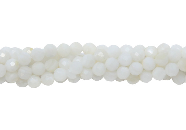 White Shell Polished 3mm Faceted Round