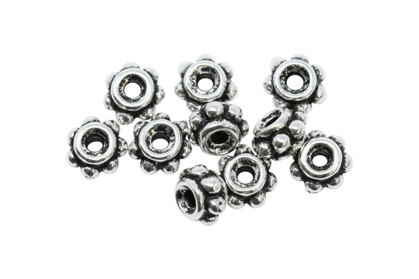 Silver Plated 5mm Beaded Spacer - 10 Pieces