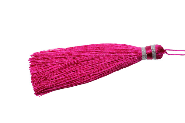 Fuchsia 3.5 Inch Silver Wrap Tassel