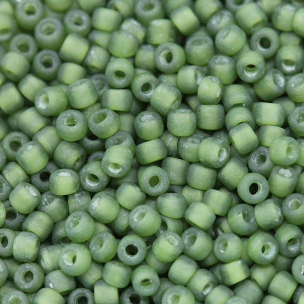 Size 11 Matsuno Seed Beads -- F327H Olivine / White Lined Matte