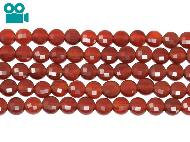 Carnelian A Grade Polished 4mm Faceted Coin