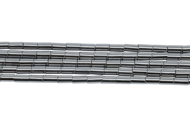 Rhodium Plated Hematite Polished 2x4mm Tube