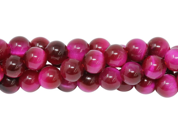 Tiger Eye Hot Pink Dyed Polished 6mm Round