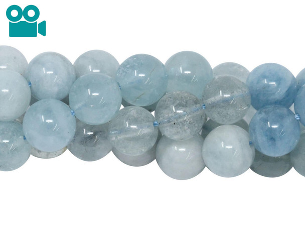 Aquamarine Polished 8mm Round - Light and Dark